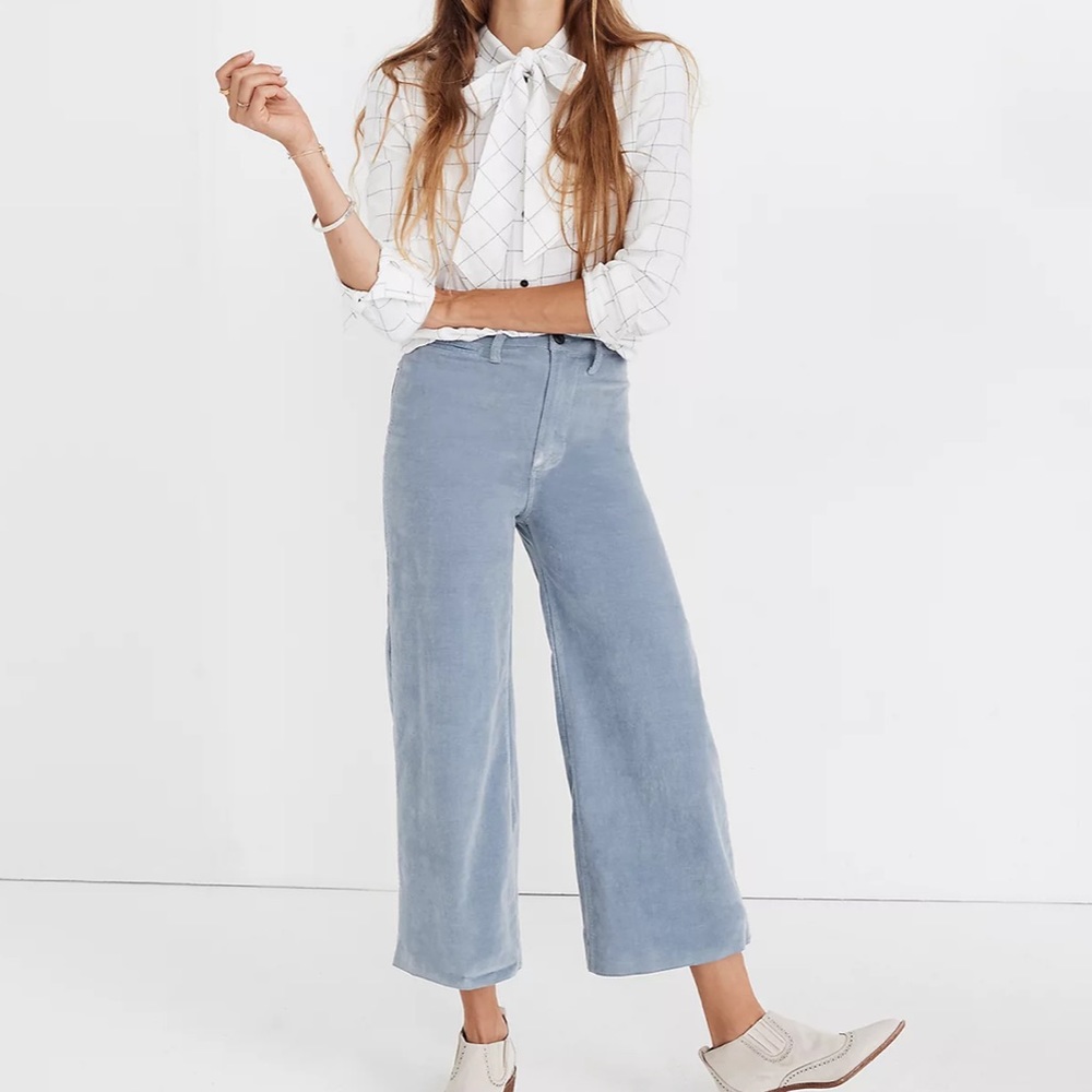 Madewell Flannel Tie-Neck Shirt in Windowpane